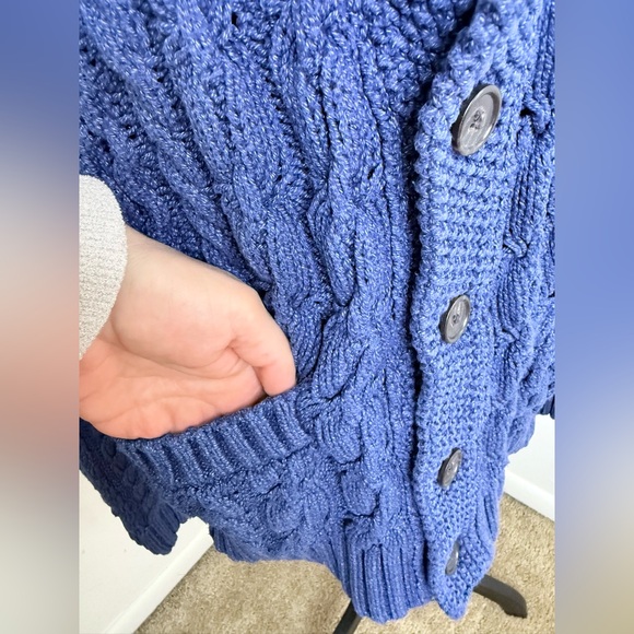 Brooks Brothers preppy cable knit cardigan sweater shawl collar button close M - Picture 4 of 13